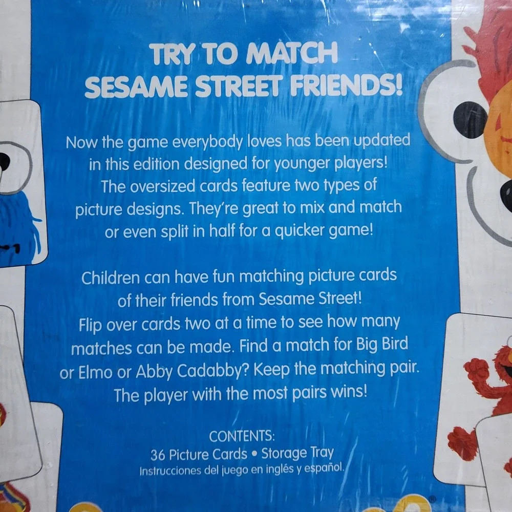 Hasbro Sesame Street Memory Game 2011 Edition 36 Large Cards Preschool Ages 3+
